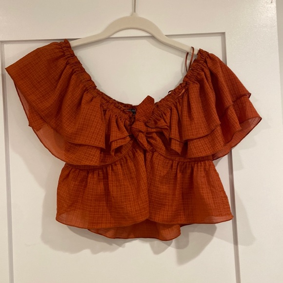 Zara Tops Zara Orange Crop Puffy Top Poshmark